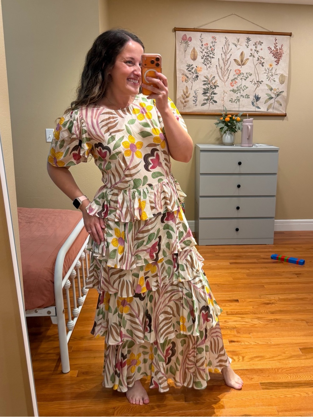 Tuckernuck Rhode Floral Tiered Ruffle Maxi Dress in Cream and Multi Medium